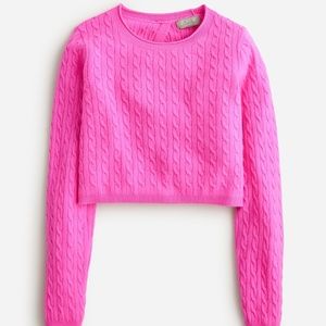 NWT J. Crew Cropped Cashmere Sweater with Bow Tie - Hot pink